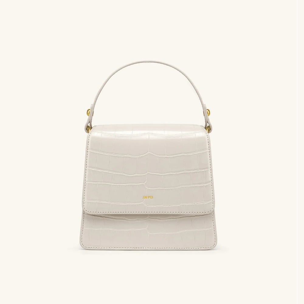 JW Pei Fae Top Handle Crossbody - Ivory Croc